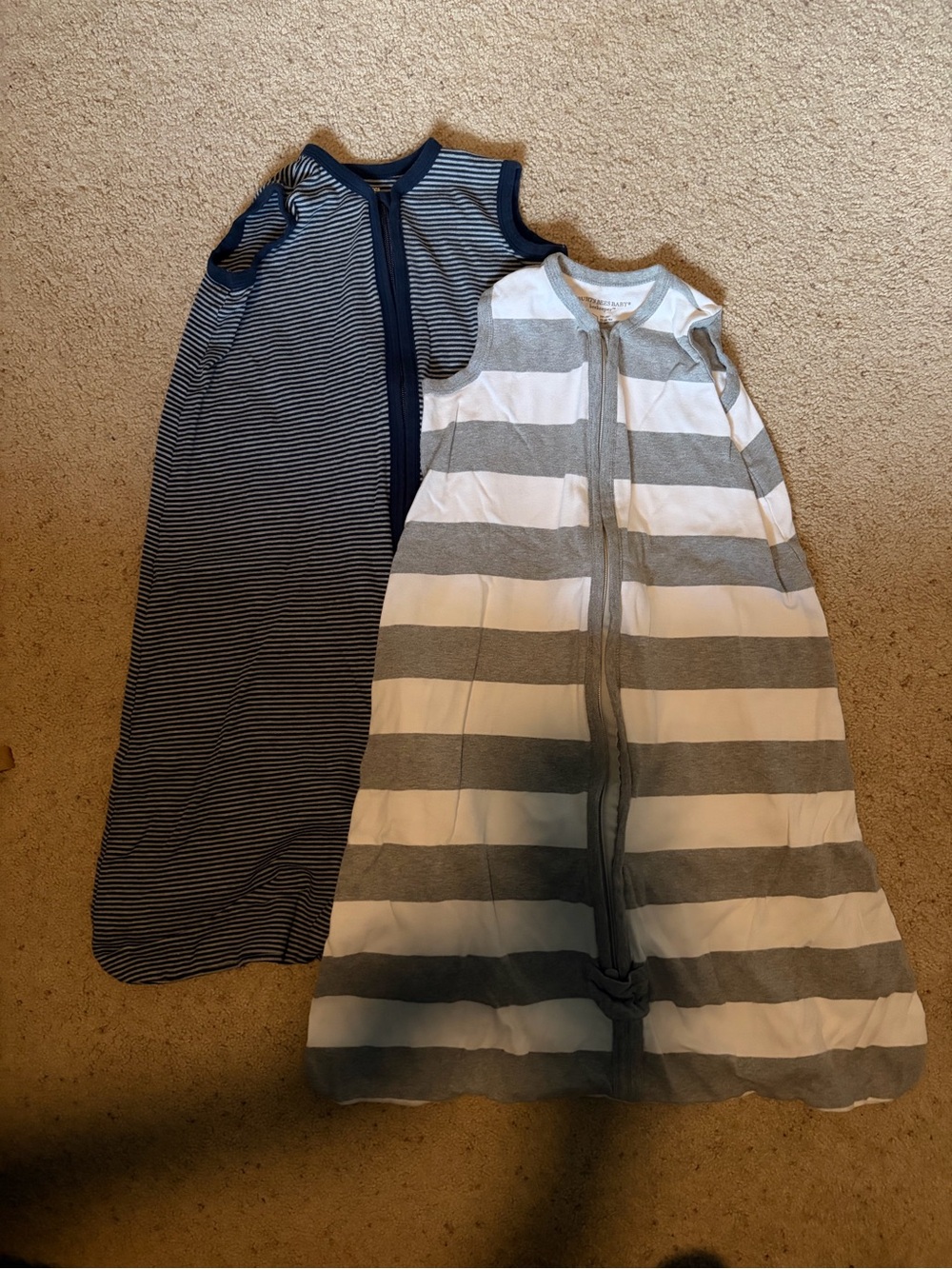 Burt’s Bees Sleeveless Grey & White Stripe Zip Sleep Sack (2)